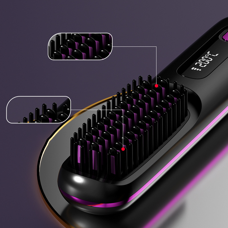 Ceramic Heated Cordless Portable Curling Straightening Brush