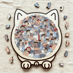 135-Piece Cat-Shaped Wooden Puzzle