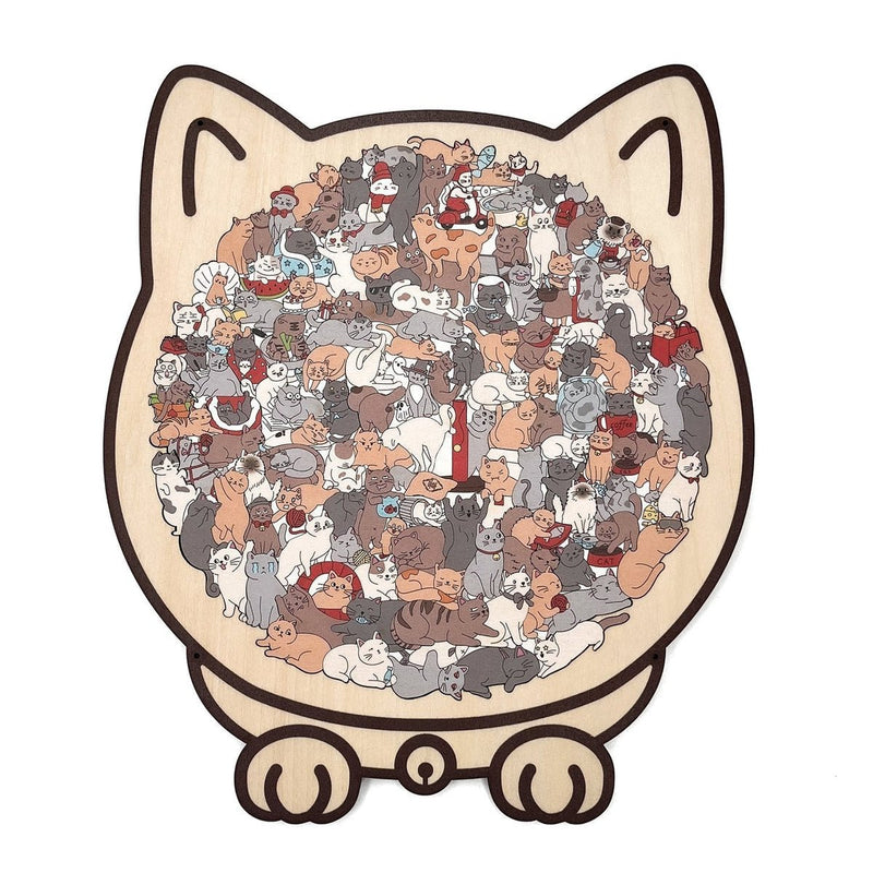 135-Piece Cat-Shaped Wooden Puzzle