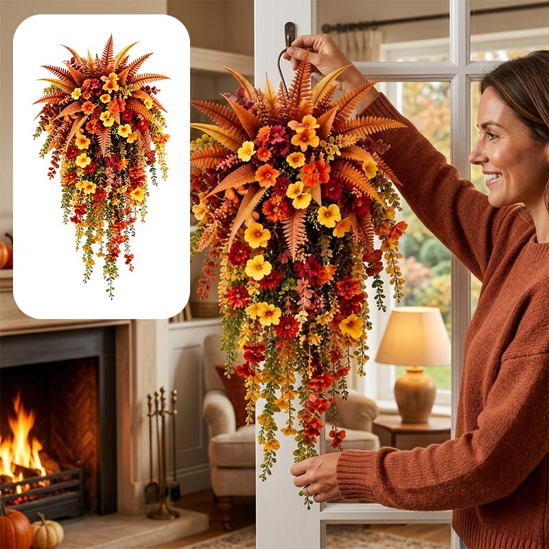 Festive Autumn Harvest Hanging Floral Basket