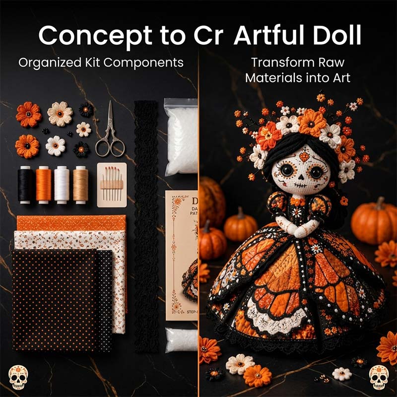 Handmade Day of the Dead DIY Fairy Patchwork Set