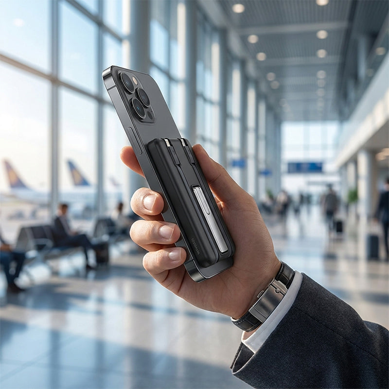 Magnetic Wireless Portable Power Bank with Built-in Cable