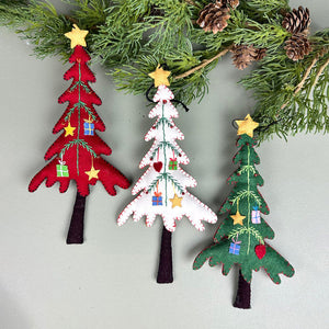 Handmade Felt Embroidered Christmas Tree Ornament