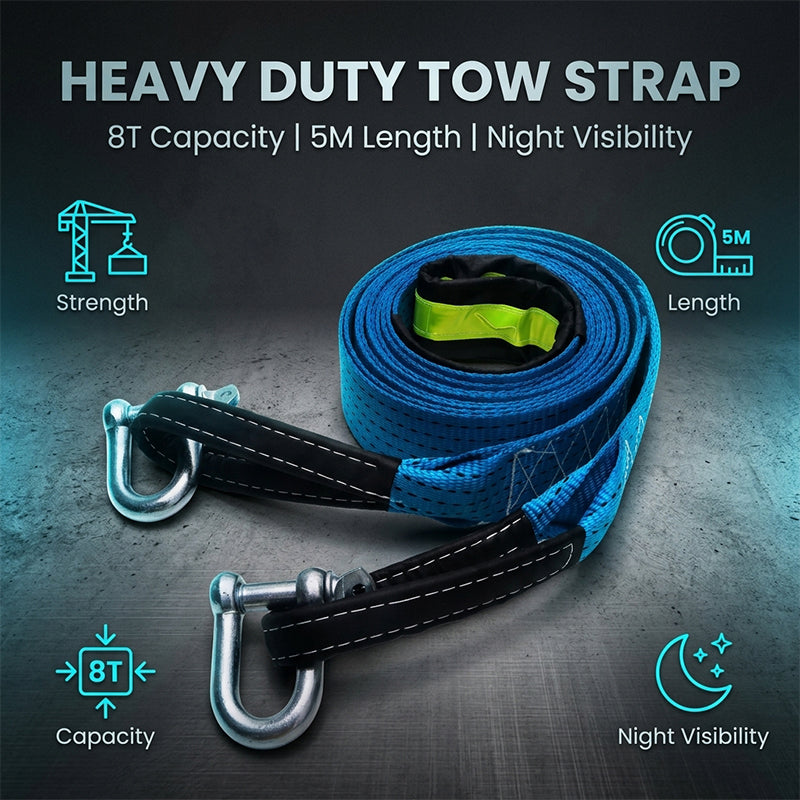 Aless™ Heavy-Duty 5M 8T Vehicle Tow Strap