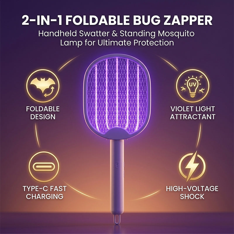 2-in-1 Foldable Electric Mosquito Swatter