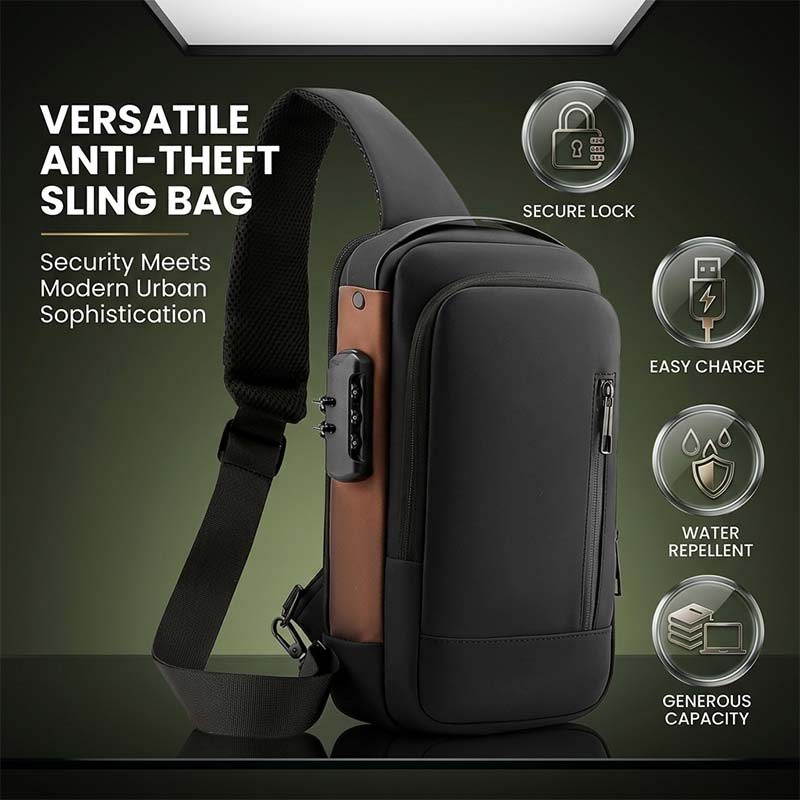 Anti-Theft USB Charging Shoulder Crossbody Bag