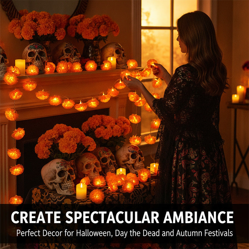 Day of the Dead Marigold String Lights