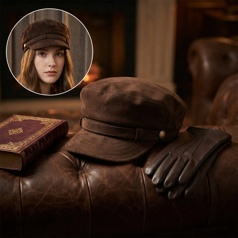 Women's Suede Beret Hat with Adjustable Fit