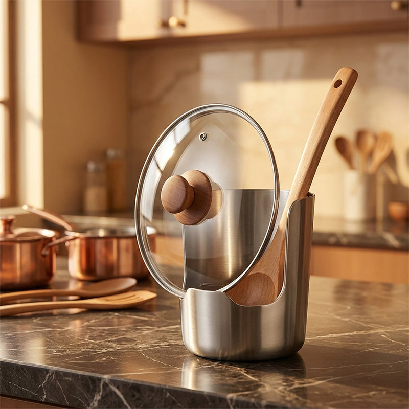 304 Stainless Steel Pot Lid & Ladle Holder Rack
