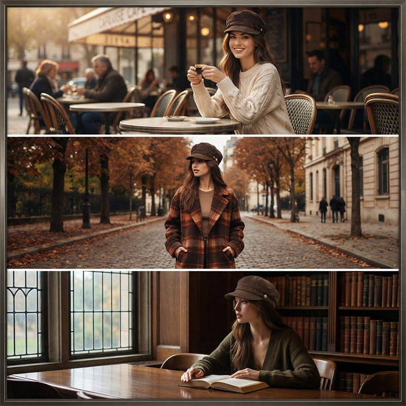 Women's Suede Beret Hat with Adjustable Fit