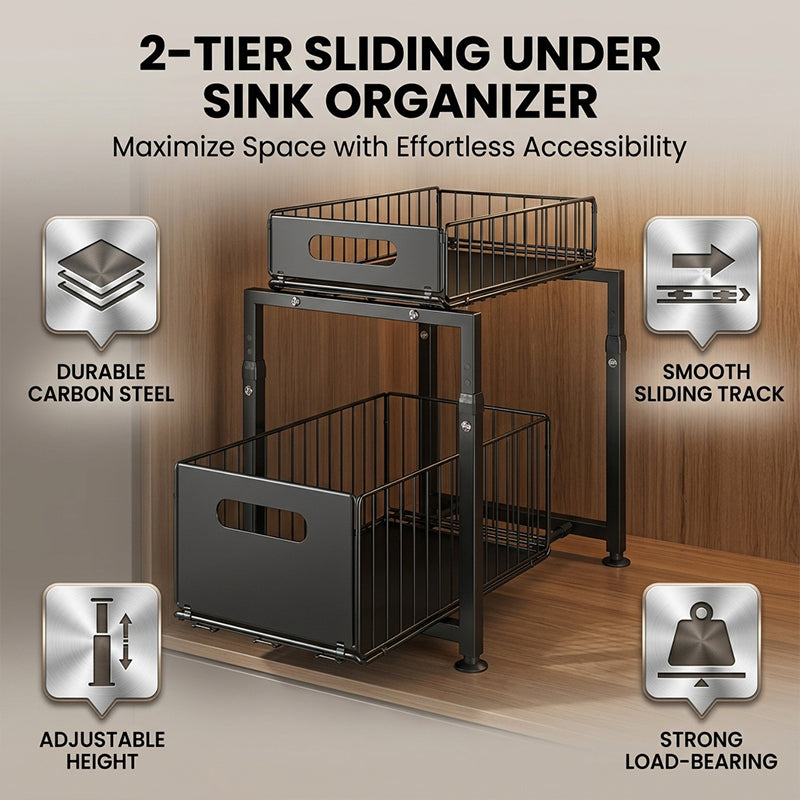 Adjustable Under Sink Pull Out Organizer
