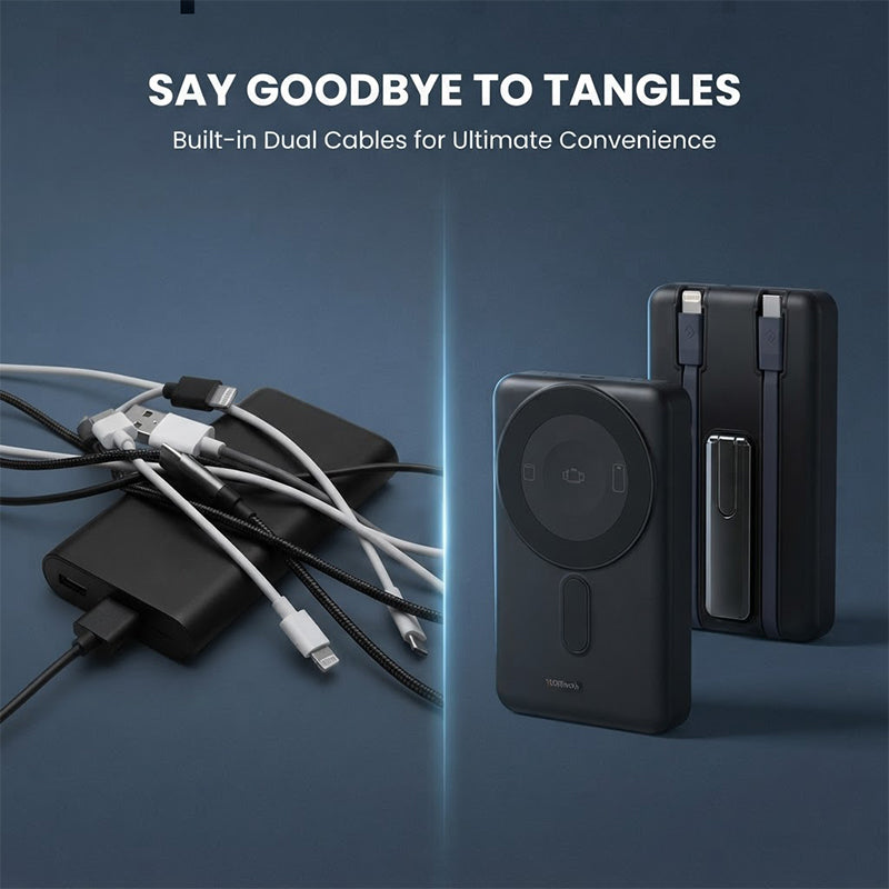 Magnetic Wireless Portable Power Bank with Built-in Cable