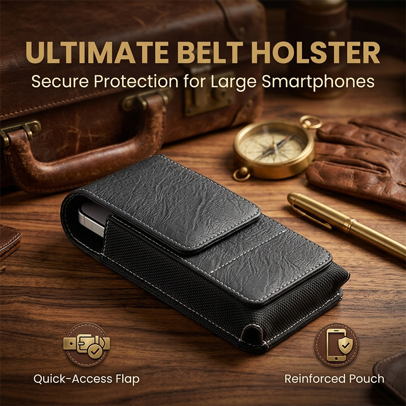 Men's PU Leather Belt Pouch with Card Slot