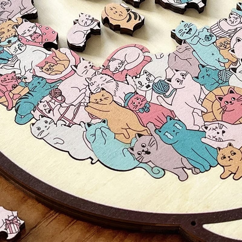 135-Piece Cat-Shaped Wooden Puzzle