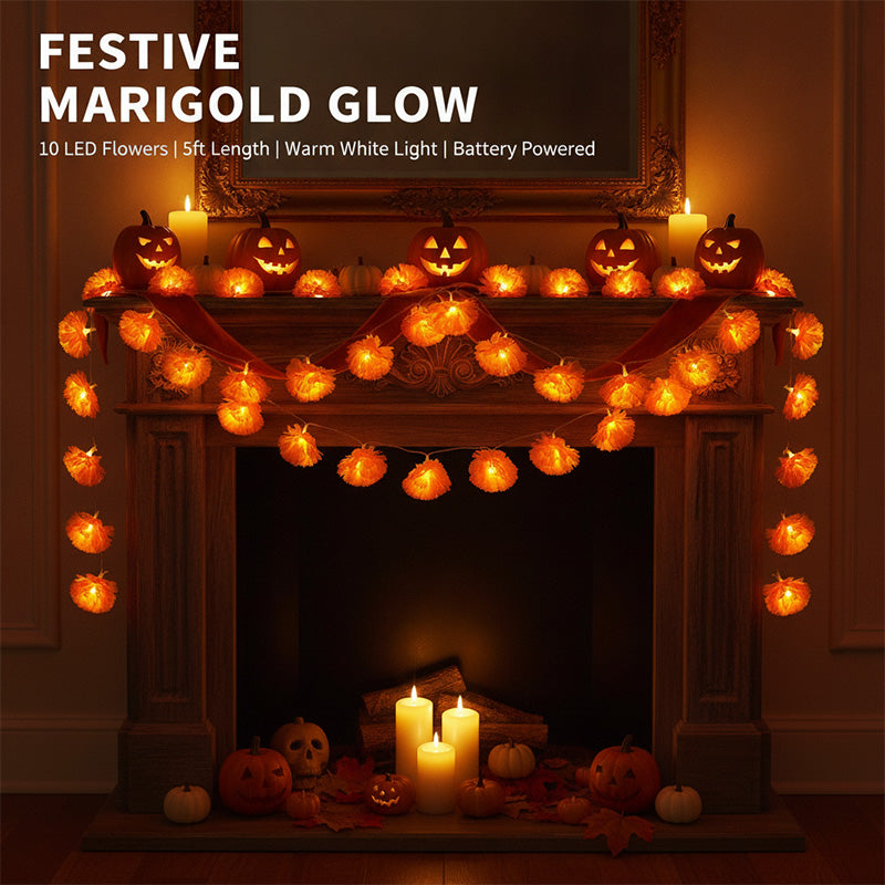 Day of the Dead Marigold String Lights