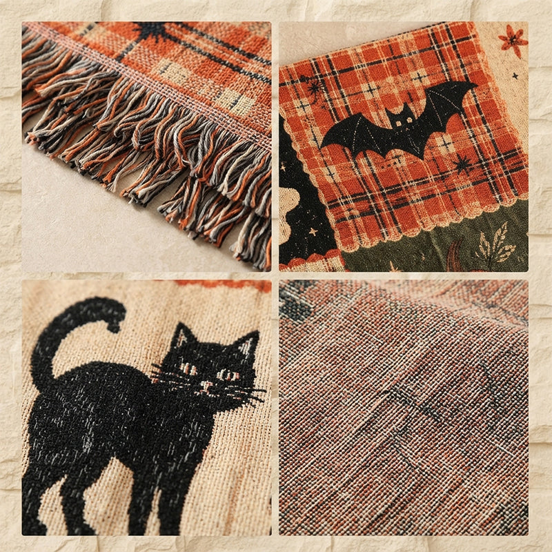 Halloween Patchwork Tassel Woven Blanket