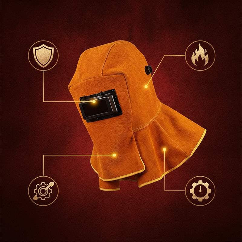 Heavy-Duty Cowhide Welding Hood with Flip-Up Lens
