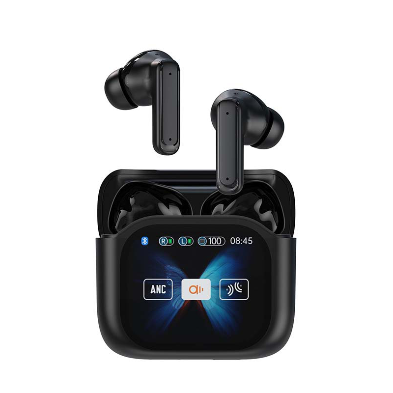 Bluetooth Noise-Cancelling Earbuds with Color Touchscreen