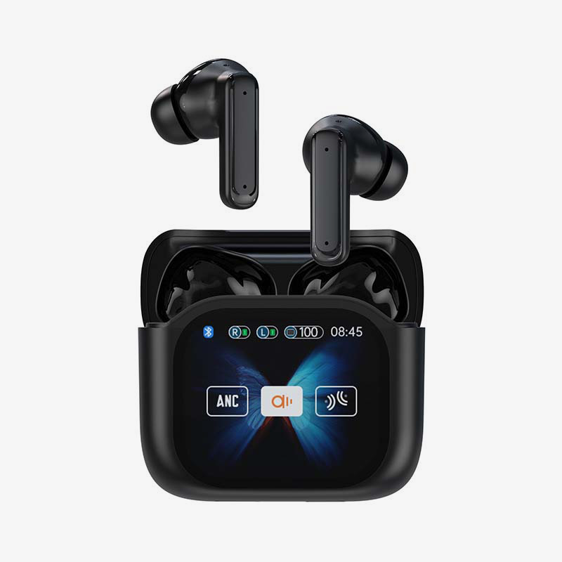 Bluetooth Noise-Cancelling Earbuds with Color Touchscreen
