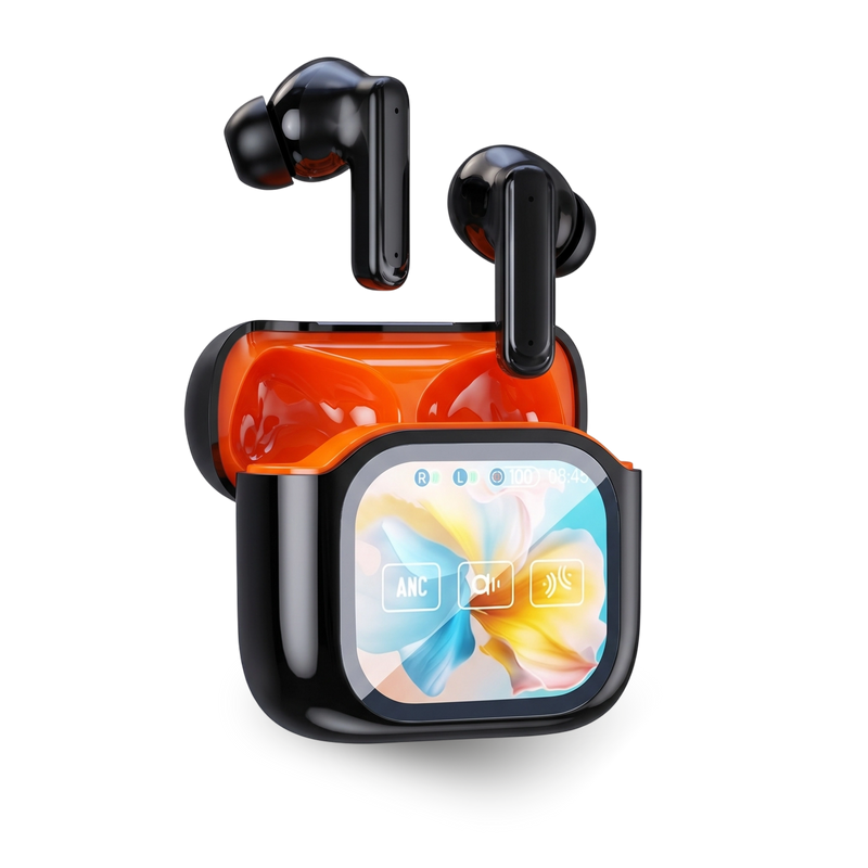 Bluetooth Noise-Cancelling Earbuds with Color Touchscreen