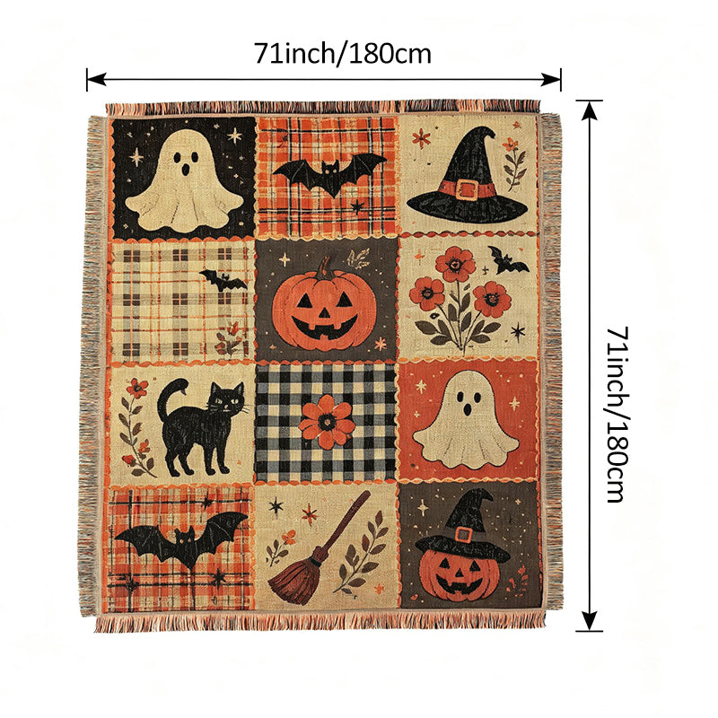 Halloween Patchwork Tassel Woven Blanket