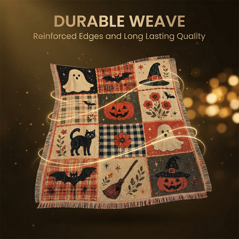 Halloween Patchwork Tassel Woven Blanket