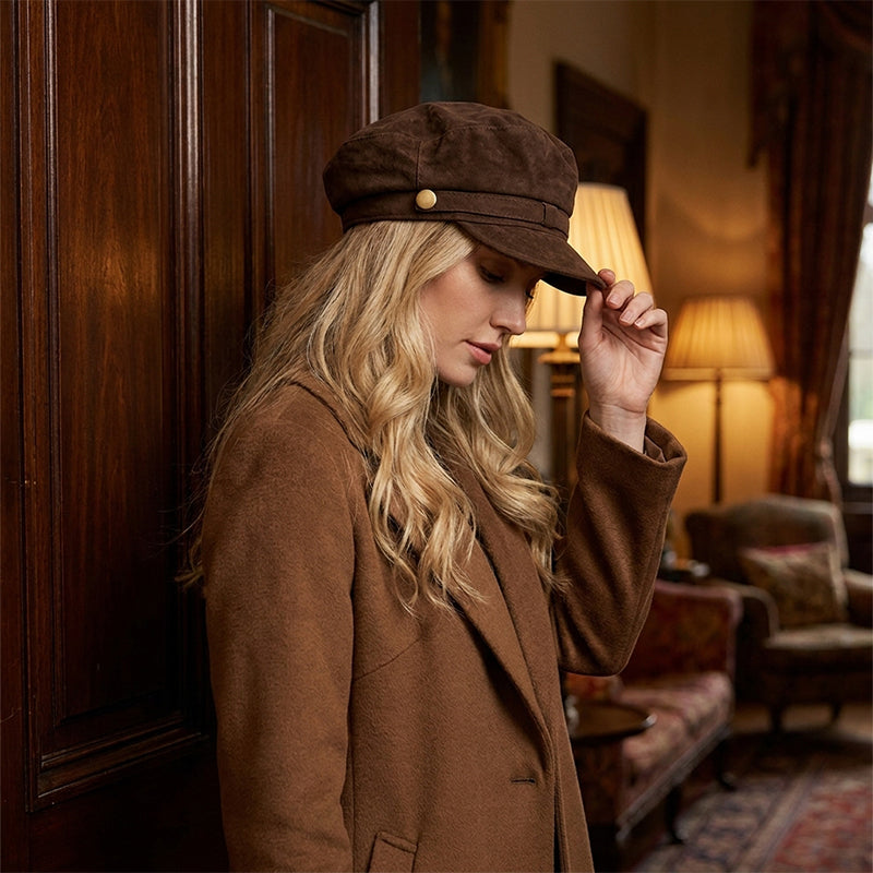 Women's Suede Beret Hat with Adjustable Fit