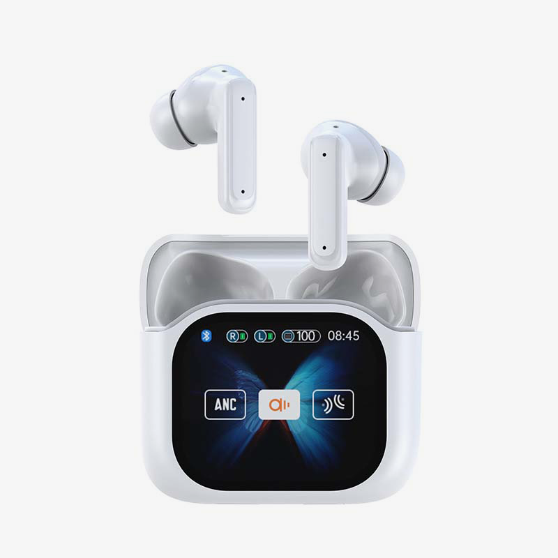 Bluetooth Noise-Cancelling Earbuds with Color Touchscreen