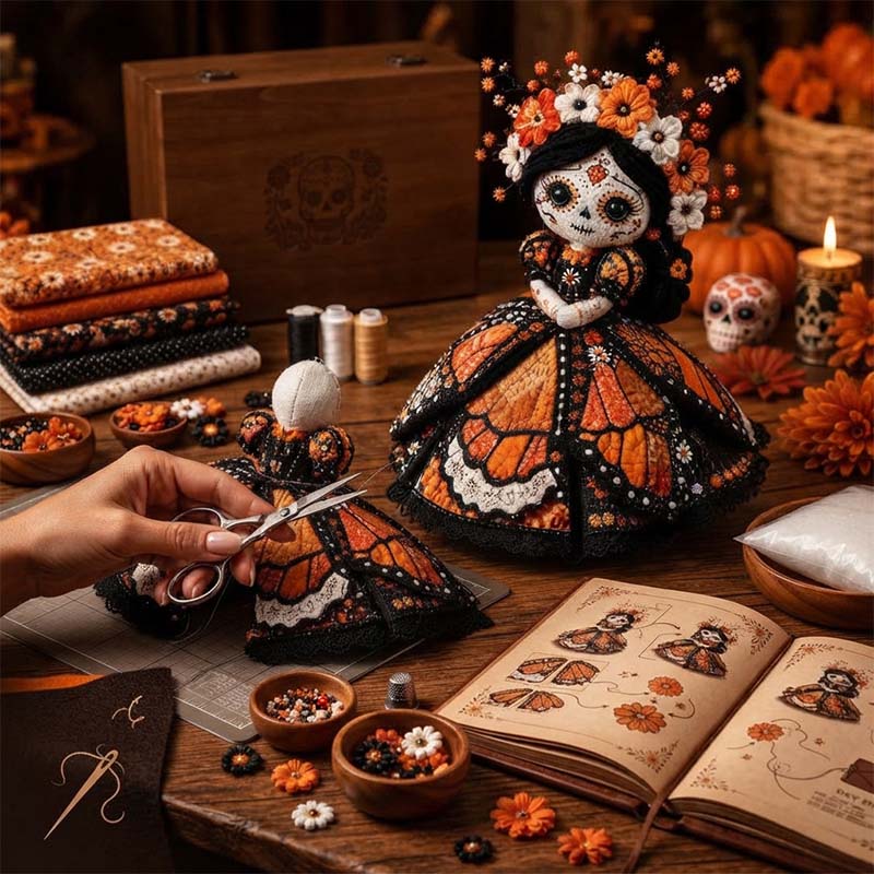 Handmade Day of the Dead DIY Fairy Patchwork Set