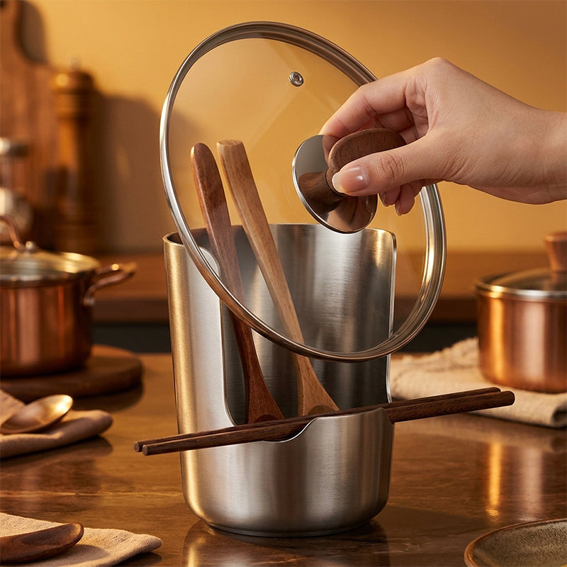 304 Stainless Steel Pot Lid & Ladle Holder Rack