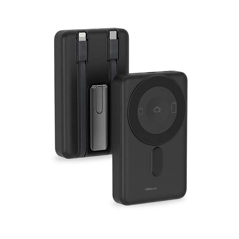 Magnetic Wireless Portable Power Bank with Built-in Cable