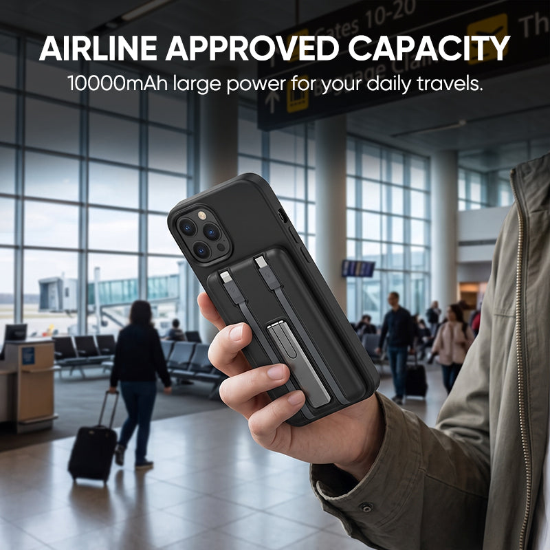 Magnetic Wireless Portable Power Bank with Built-in Cable