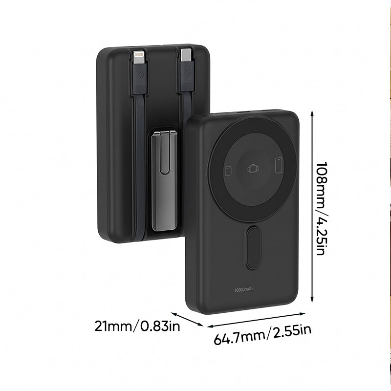 Magnetic Wireless Portable Power Bank with Built-in Cable
