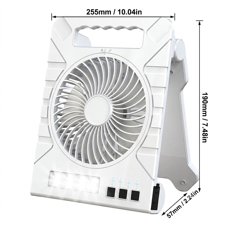 Portable Solar Charging Fan with LED Light