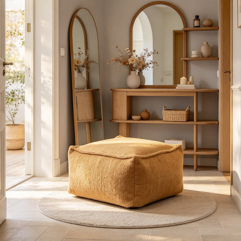 Foldable Upholstered Storage Ottoman Stool