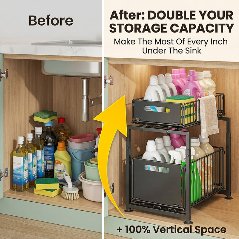 Adjustable Under Sink Pull Out Organizer