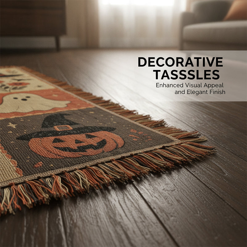 Halloween Patchwork Tassel Woven Blanket