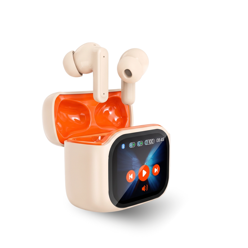 Bluetooth Noise-Cancelling Earbuds with Color Touchscreen