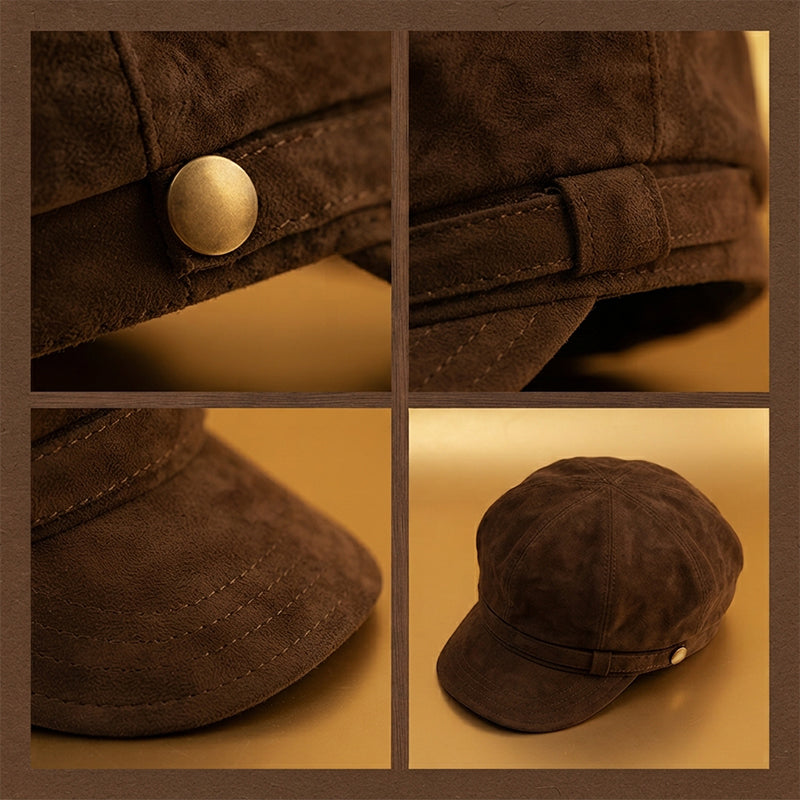 Women's Suede Beret Hat with Adjustable Fit