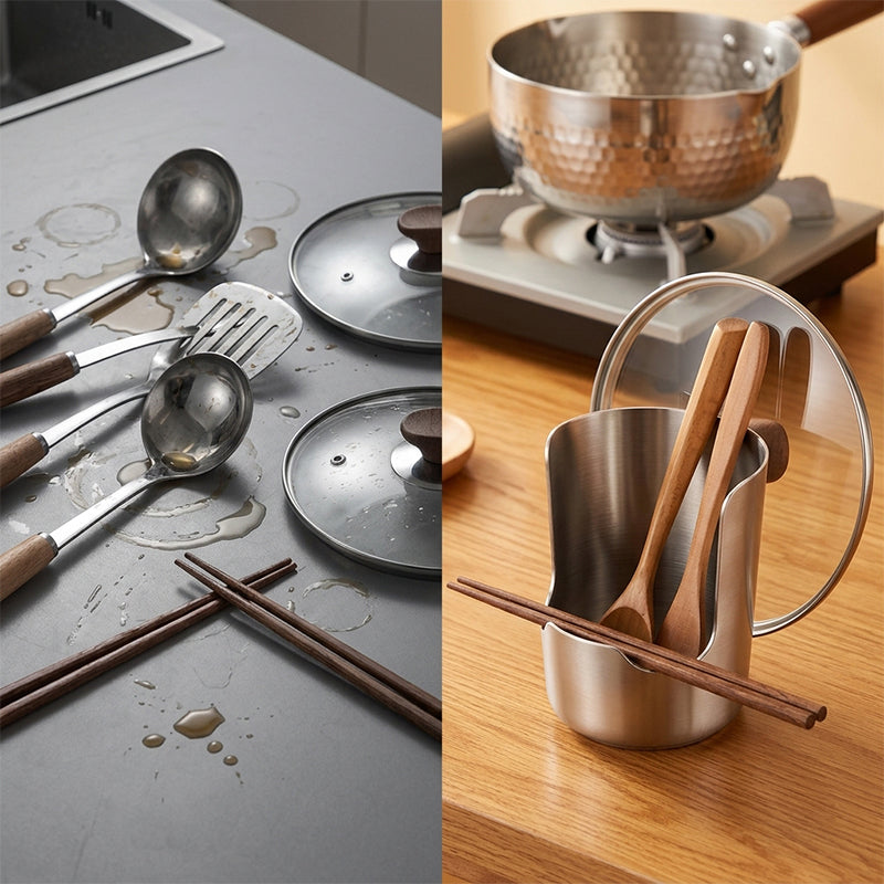 304 Stainless Steel Pot Lid & Ladle Holder Rack