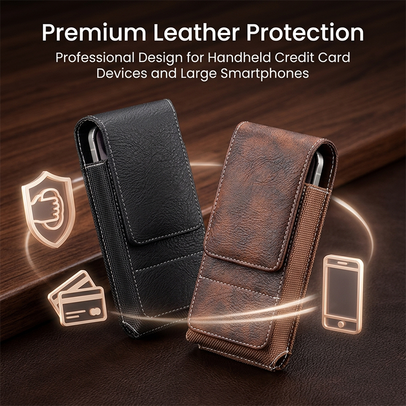 Men's PU Leather Belt Pouch with Card Slot