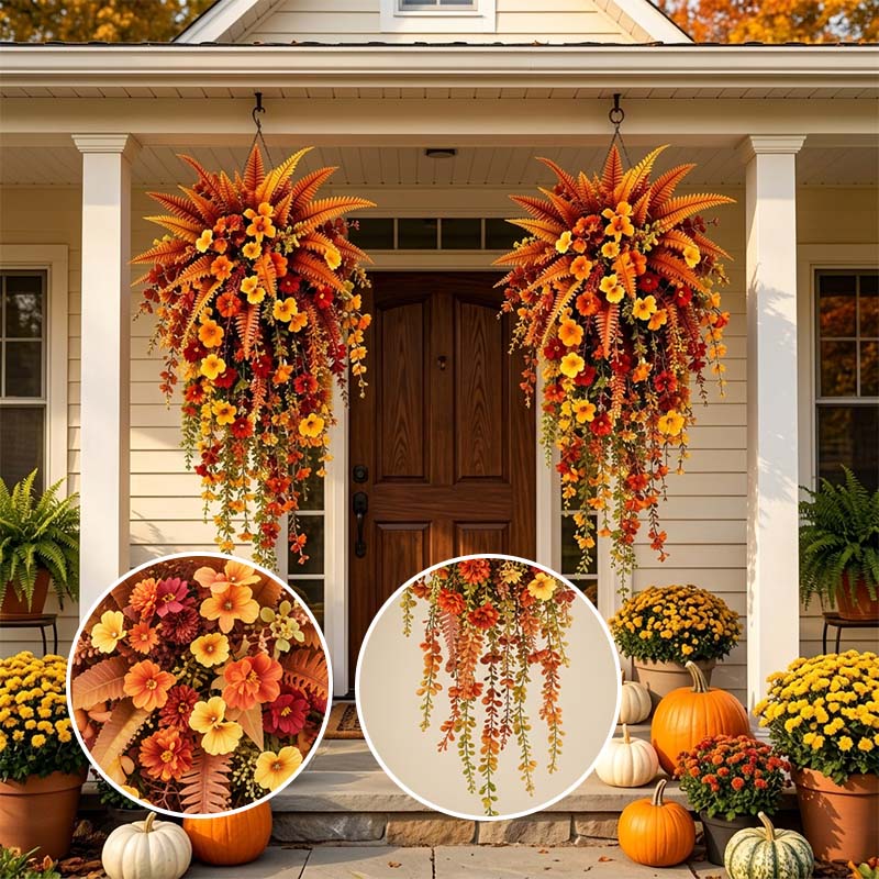 Festive Autumn Harvest Hanging Floral Basket