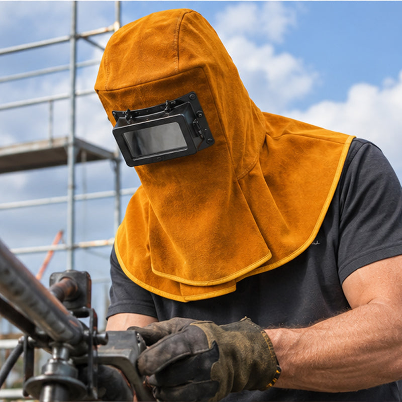 Heavy-Duty Cowhide Welding Hood with Flip-Up Lens
