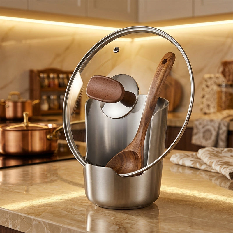 304 Stainless Steel Pot Lid & Ladle Holder Rack