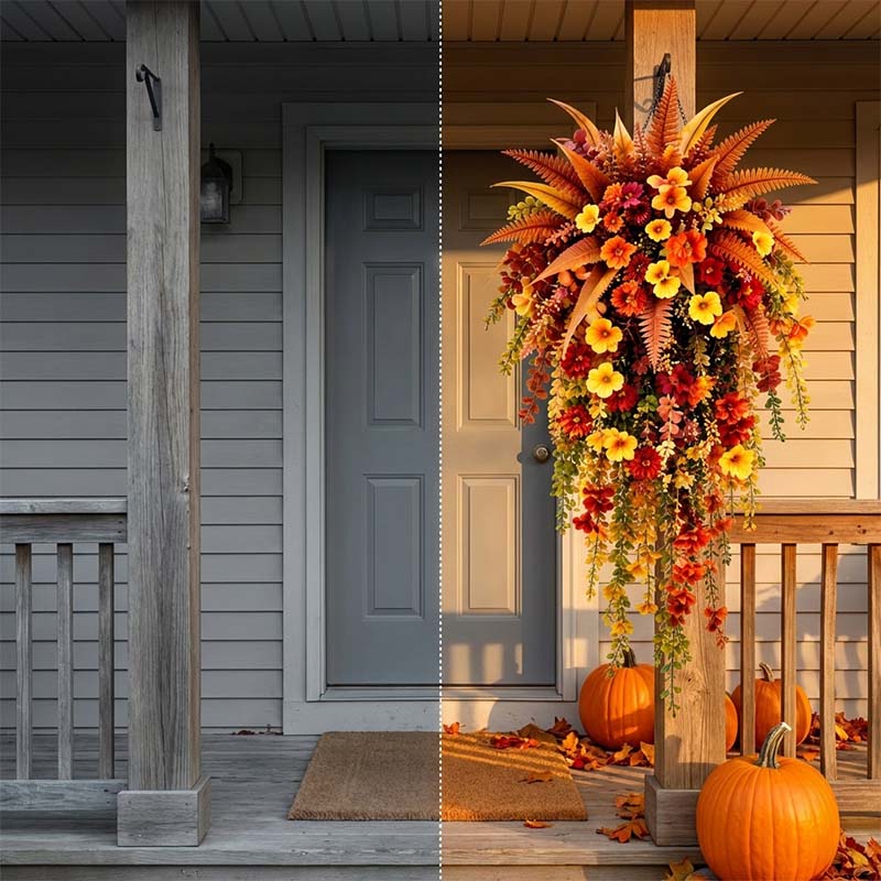 Festive Autumn Harvest Hanging Floral Basket