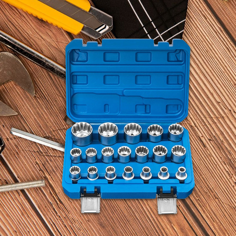 19-piece set of 12-point plum tooth socket head