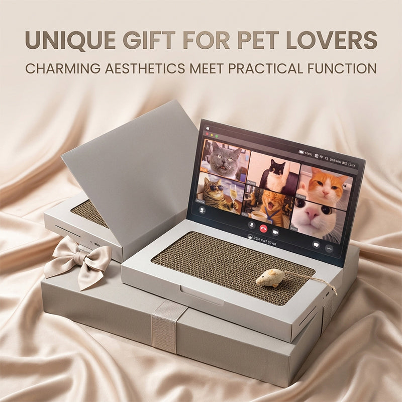 Cute Laptop Cat Scratching Board with Mouse Toy