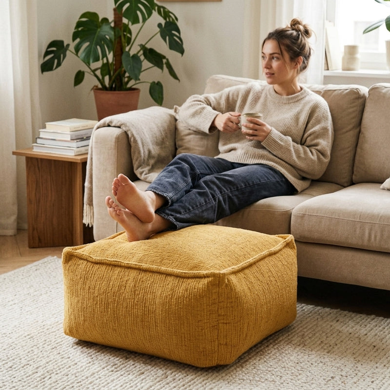 Foldable Upholstered Storage Ottoman Stool