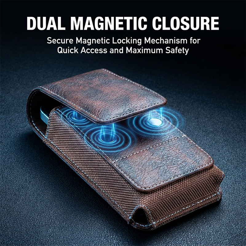 Men's PU Leather Belt Pouch with Card Slot