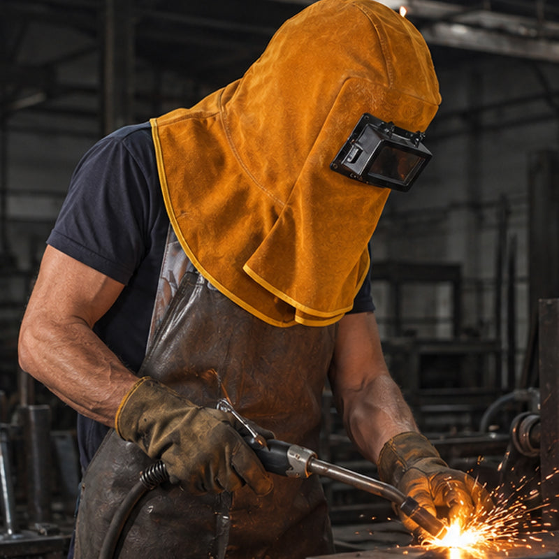 Heavy-Duty Cowhide Welding Hood with Flip-Up Lens